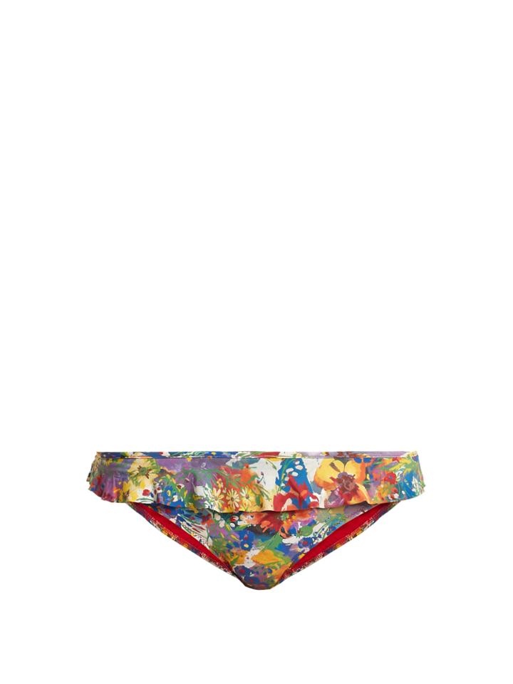 Stella Mccartney Floral-print Ruffle-trimmed Bikini Briefs