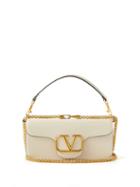 Valentino Garavani - Loc V-logo Leather Shoulder Bag - Womens - White