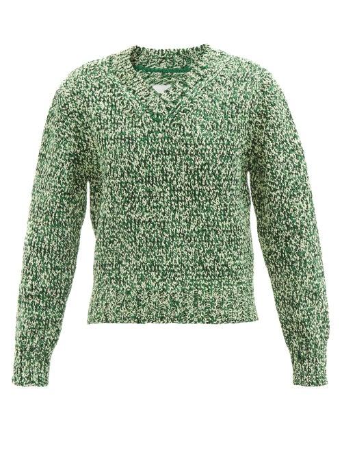 Maison Margiela - V-neck Knitted Sweater - Womens - Green