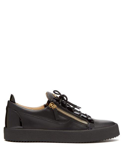 Matchesfashion.com Giuseppe Zanotti - Frankie Leather Low Top Trainers - Mens - Black