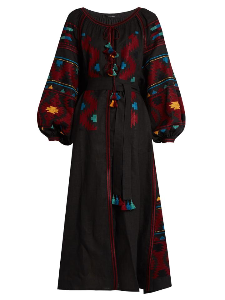 Vita Kin Eagles Embroidered Linen Midi Dress