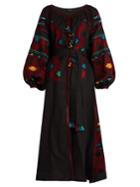 Vita Kin Eagles Embroidered Linen Midi Dress