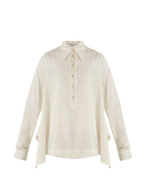 Matchesfashion.com Stella Mccartney - Kristen Striped Cotton And Silk Blend Shirt - Womens - White Stripe