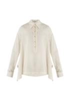 Matchesfashion.com Stella Mccartney - Kristen Striped Cotton And Silk Blend Shirt - Womens - White Stripe
