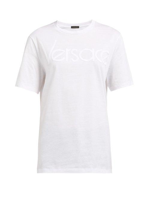 Matchesfashion.com Versace - Vintage Logo Print Cotton T Shirt - Womens - White