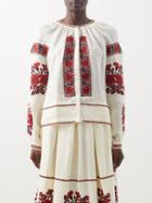 Vita Kin - Kristinka Embroidered-linen Blouse - Womens - Cream