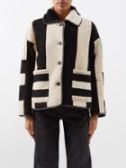 Cawley Studio - Avis Reversible Striped Shearling Jacket - Womens - White Black