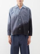Noma T.d - Notched-collar Hand-dyed Flannel Shirt - Mens - Grey Multi