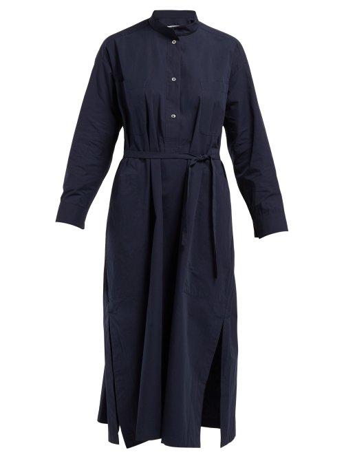 Matchesfashion.com Katharine Hamnett London - Kath Tie Waist Cotton Dress - Womens - Navy