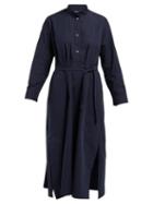 Matchesfashion.com Katharine Hamnett London - Kath Tie Waist Cotton Dress - Womens - Navy