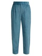 Matchesfashion.com Isabel Marant - Meloy High Waisted Corduroy Trousers - Womens - Light Blue