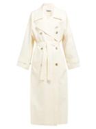 Matchesfashion.com Raey - Papery Cotton Blend Long Trench Coat - Womens - Ivory