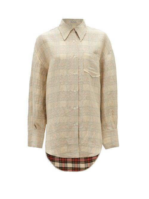 Matchesfashion.com Acne Studios - Faded-check Linen-blend Shirt - Womens - Cream Multi