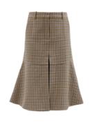 Stella Mccartney - Naomi Checked Flared Wool Midi Skirt - Womens - Beige