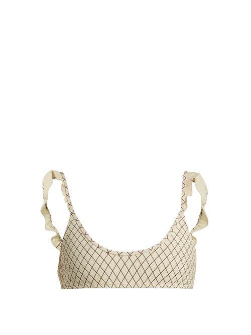 Matchesfashion.com Made By Dawn - Petal Scoop Neck Bikini Top - Womens - Cream