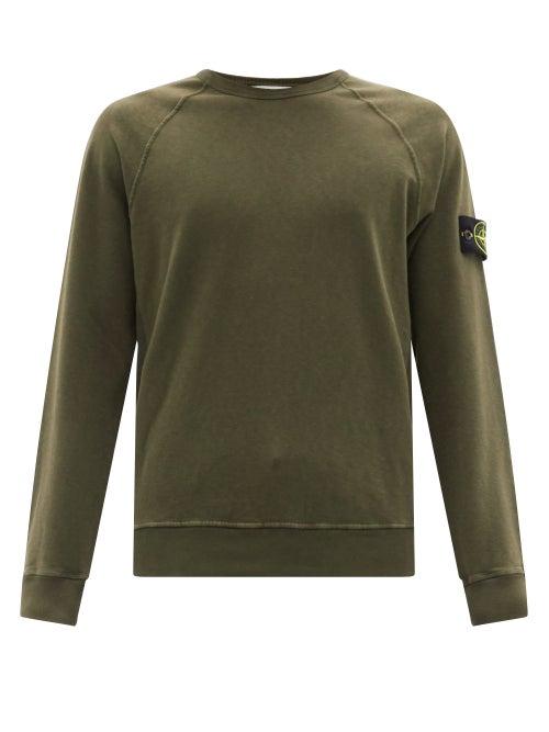 Matchesfashion.com Stone Island - Malfile Garment-dyed Cotton-jersey Sweatshirt - Mens - Green