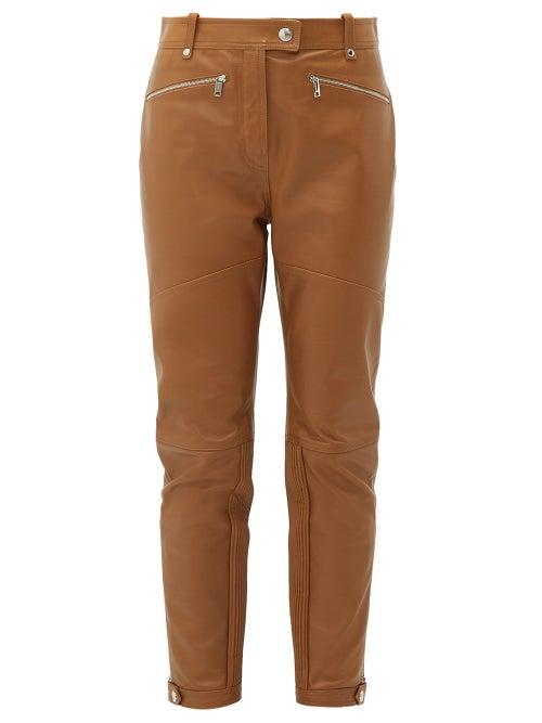 Matchesfashion.com Burberry - Petertown Panelled Leather Biker Trousers - Womens - Brown