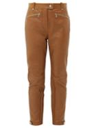 Matchesfashion.com Burberry - Petertown Panelled Leather Biker Trousers - Womens - Brown