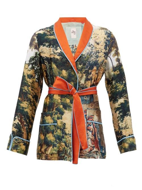Matchesfashion.com Issimo X F.r.s. For Restless Sleepers - Armonia La Posta Vecchia-print Silk Jacket - Womens - Orange Multi
