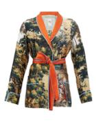 Matchesfashion.com Issimo X F.r.s. For Restless Sleepers - Armonia La Posta Vecchia-print Silk Jacket - Womens - Orange Multi