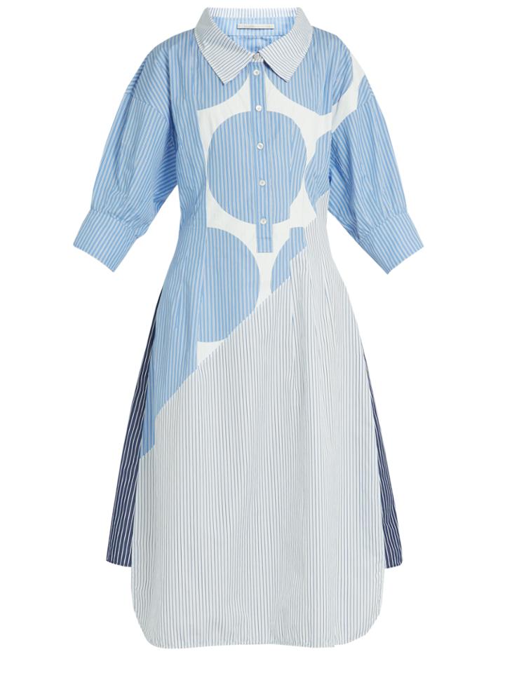 Stella Mccartney Sandrina Circle-print Striped Cotton Shirtdress