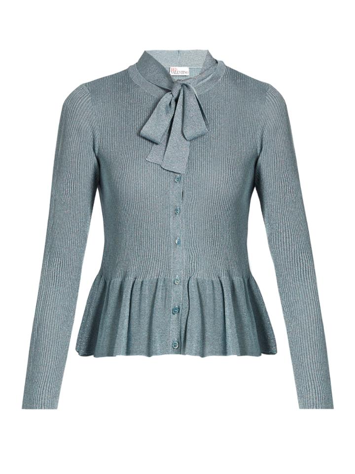 Redvalentino Tie-neck Fluted-hem Cardigan