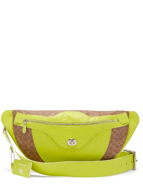 Matchesfashion.com Matty Bovan - Coach X Matty Bovan Xl Signature Canvas Belt Bag - Womens - Yellow Multi