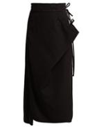 Matchesfashion.com Lemaire - Tie Waist Wrap Wool Skirt - Womens - Black