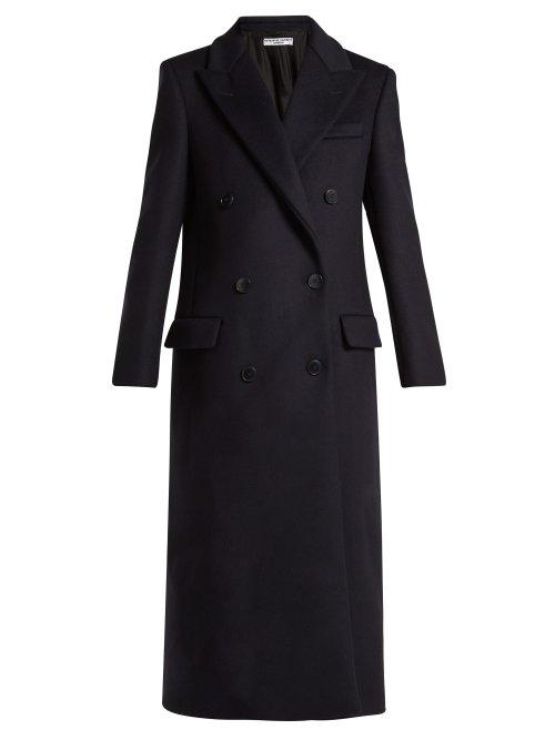 Matchesfashion.com Katharine Hamnett London - Double Breasted Wool Blend Coat - Womens - Navy