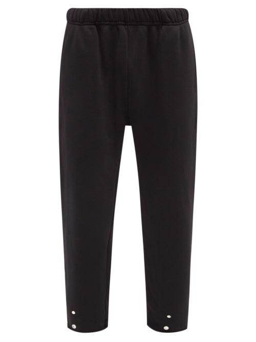 Mens Rtw Les Tien - Snap-front Brushed-back Cotton Track Pants - Mens - Black