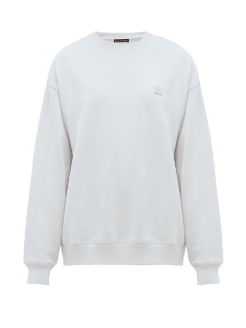 Matchesfashion.com Acne Studios - Fairview Face Cotton Sweatshirt - Womens - Light Blue