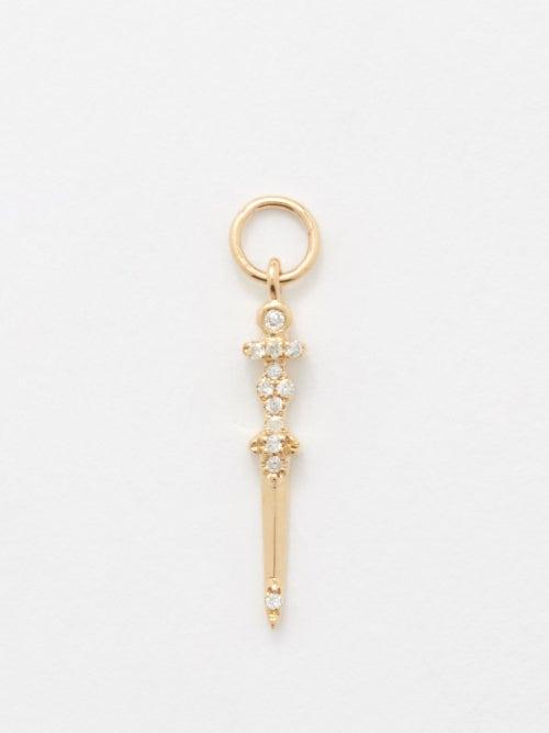 Jacquie Aiche - Dagger Diamond & 14kt Gold Charm - Womens - Gold Multi