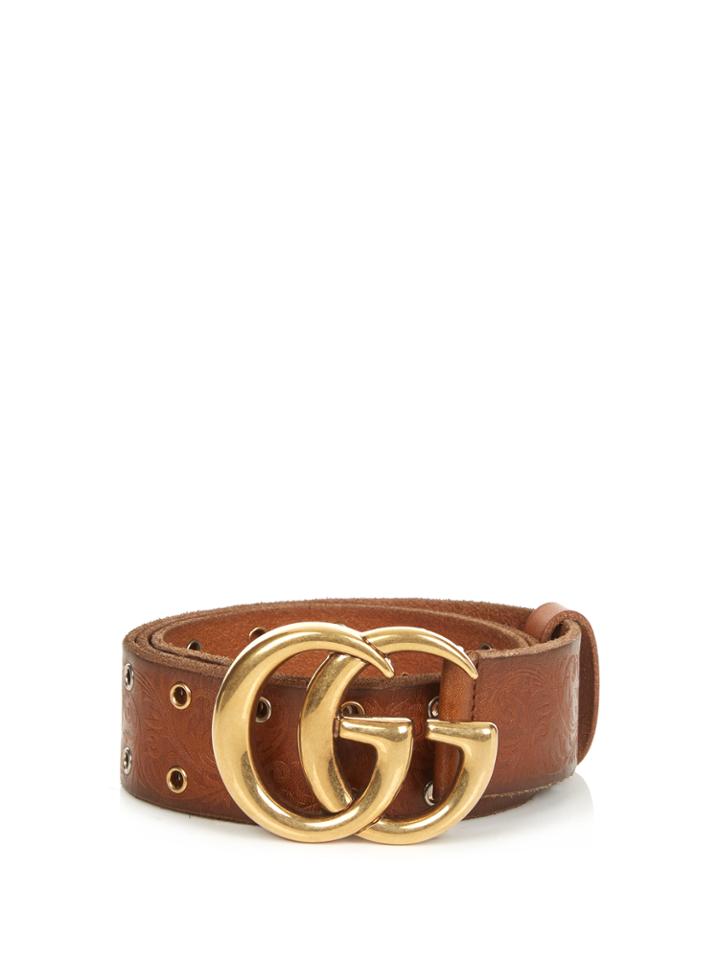 Gucci Embossed Gg Leather Belt