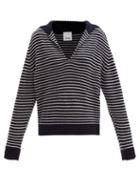 Allude - Sailor-collar Striped Wool-blend Sweater - Womens - Navy Stripe