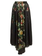 By Walid Margot Floral-print Silk Midi Skirt