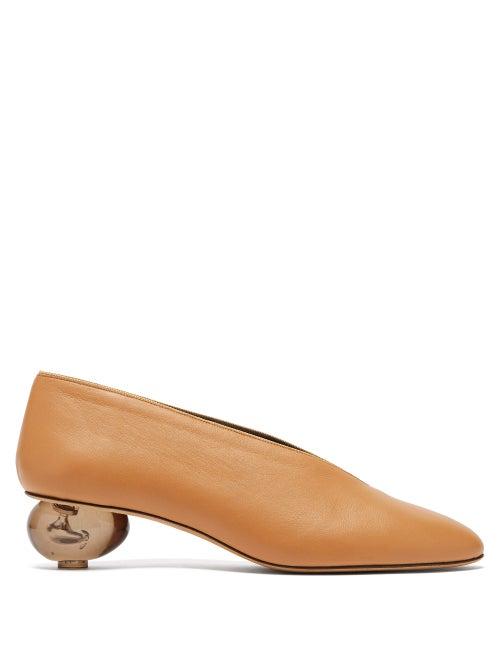 Matchesfashion.com Gray Matters - Egg Plexi Heel Leather Pumps - Womens - Tan