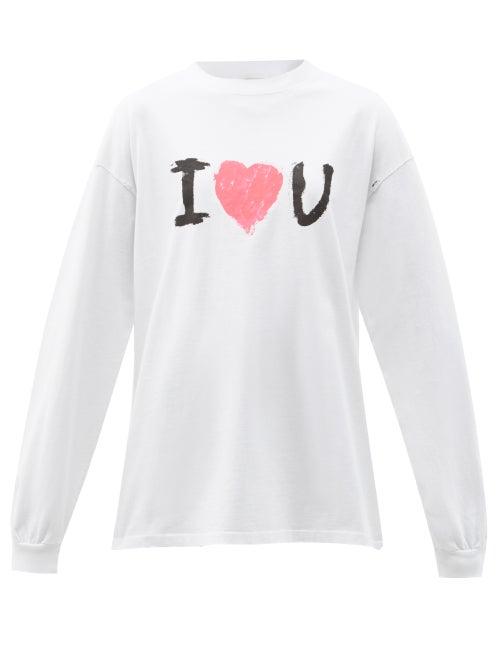 Matchesfashion.com Balenciaga - I Love U Cotton-jersey Sweatshirt - Womens - White Black
