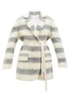 Raey - Belted Wool-blend Stripe Suit Jacket - Womens - Grey Stripe