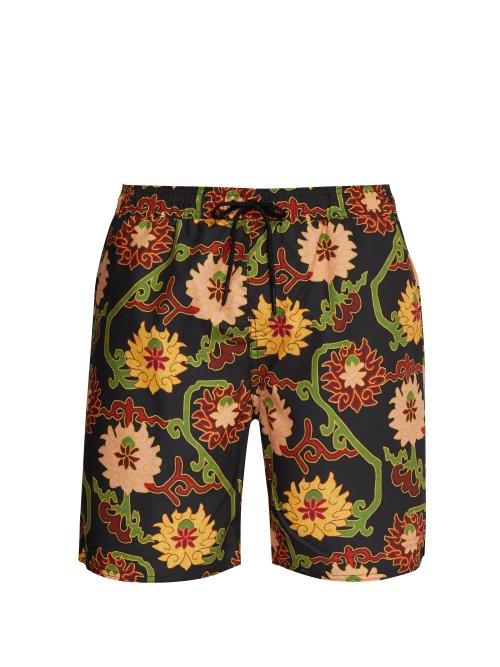 Matchesfashion.com Saturdays Nyc - Timothy Peony Print Swim Shorts - Mens - Black Multi