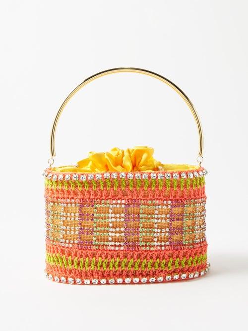 Rosantica - Holli Crystal-embellished Crochet Handbag - Womens - Orange Multi