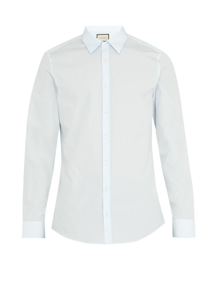 Gucci Embroidered Single-cuff Cotton Shirt