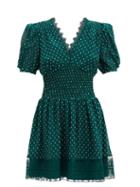 Matchesfashion.com Self-portrait - Lace-trimmed Fil-coup Chiffon Mini Dress - Womens - Green