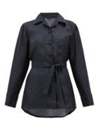 Matchesfashion.com Giuliva Heritage Collection - The Giulietta Polka Dot Silk Shirt - Womens - Navy Multi
