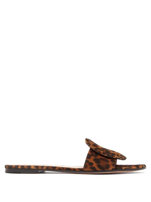 Matchesfashion.com Gianvito Rossi - Leopard Print Suede Slides - Womens - Leopard