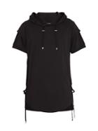 Balmain Side Lace-up Cotton Hooded T-shirt