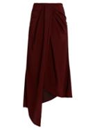 Matchesfashion.com Sies Marjan - Twisted Front Silk Crepe And Satin Skirt - Womens - Burgundy