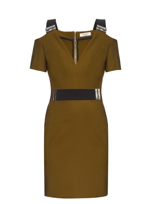 Mugler V-neck Bi-colour Dress