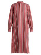 Matchesfashion.com Connolly - Liquette Striped Cotton Blend Tunic Dress - Womens - Red Stripe