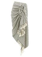 Matchesfashion.com Just Bee Queen - Tulum Striped Organic Cotton Skirt - Womens - Black Stripe