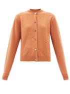 Victoria Beckham - Logo-embroidered Wool-blend Cardigan - Womens - Brown